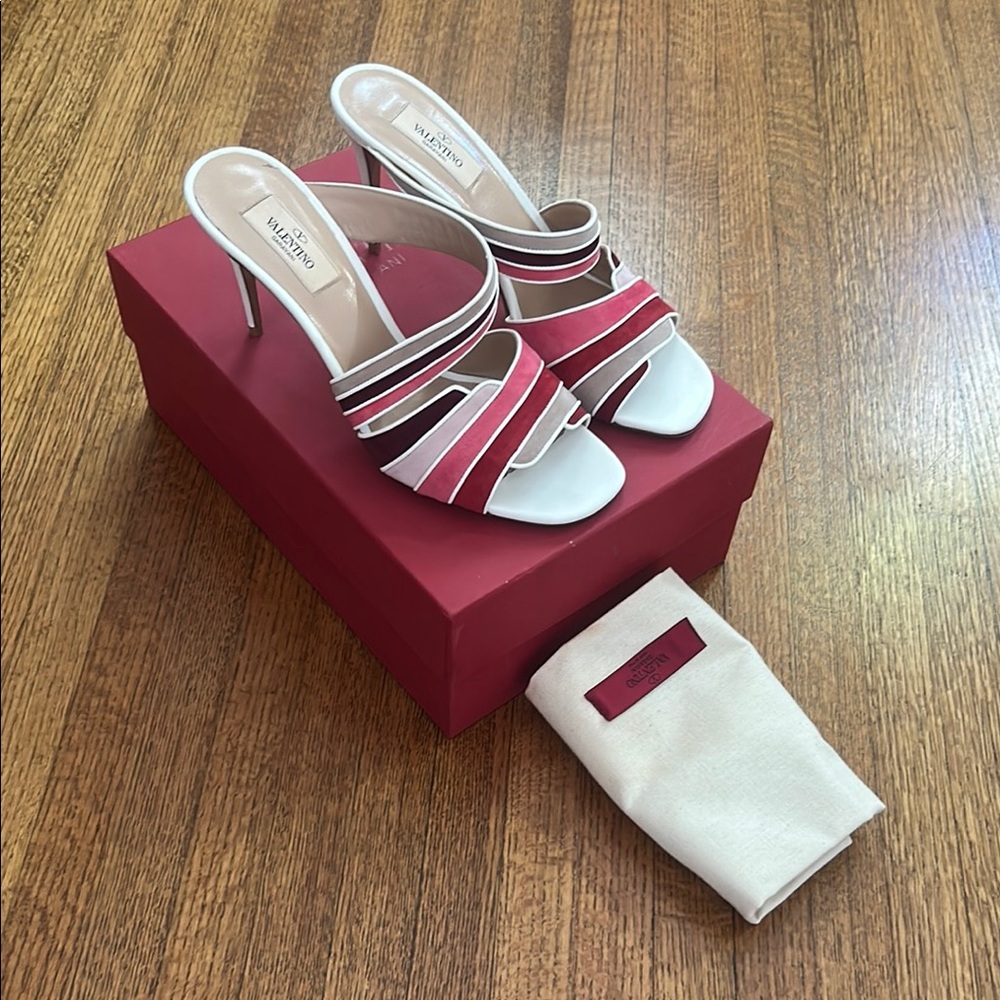 Valentino Red and White Strappy Heels